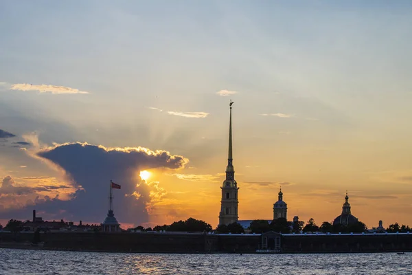 Rússia São Petersburgo Vista Fortaleza Pedro Paulo Pôr Sol — Fotografia de Stock