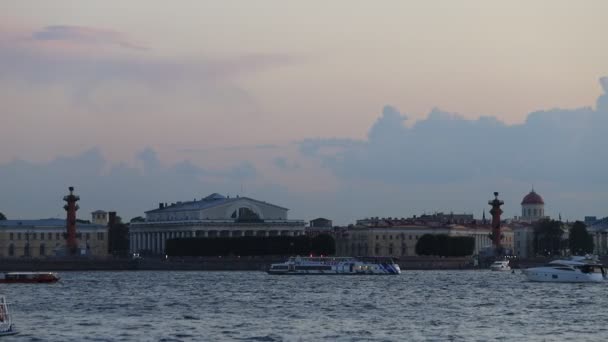 Russie Saint Pétersbourg Vue Flèche Île Vassilievski — Video