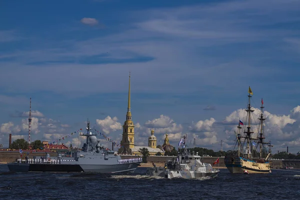 San Petersburgo Buque Guerra Desfile Del Día Marina — Foto de Stock