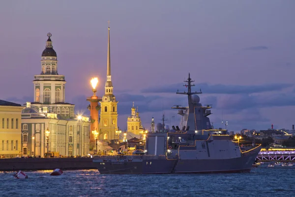 San Petersburgo Buque Guerra Desfile Día Marina — Foto de Stock