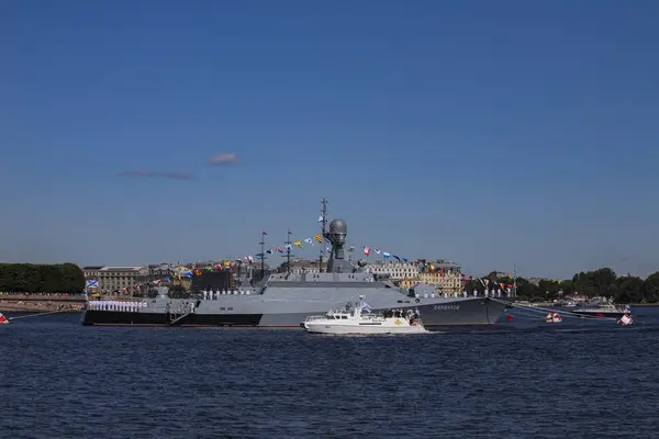 San Petersburgo Día Marina Desfile Barco Mando — Foto de Stock