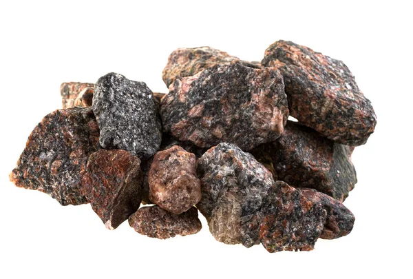 Granit Schotter Eines Großen Bruchteils Und Einem Weißen Hintergrund — Stockfoto