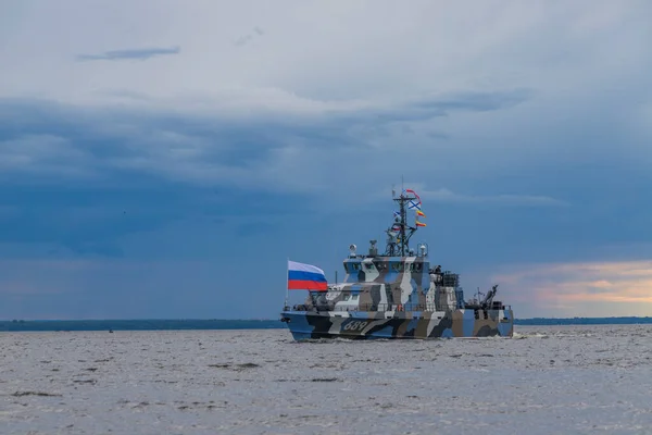 Rússia São Petersburgo Navio Guerra Área Água Golfo Finlândia — Fotografia de Stock