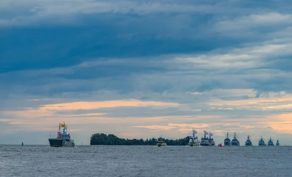 Rusko Petrohrad Válečná Loď Vodní Oblasti Finského Zálivu — Stock fotografie