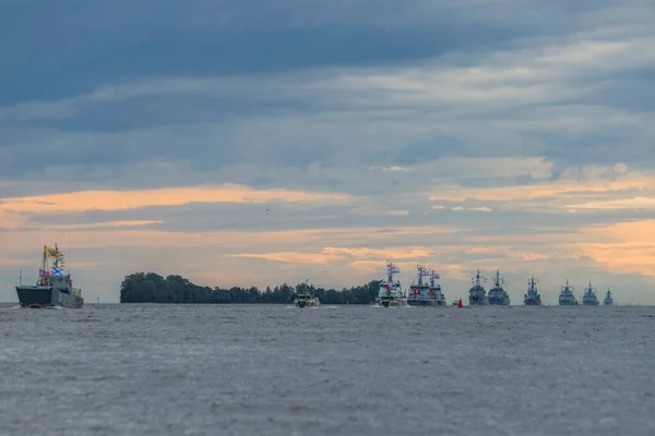 Rusko Petrohrad Válečná Loď Vodní Oblasti Finského Zálivu — Stock fotografie