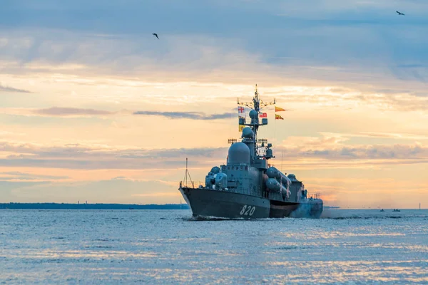 Russie Saint Pétersbourg Navire Guerre Dans Zone Maritime Golfe Finlande — Photo
