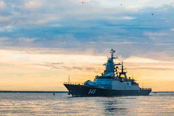 Россия Санкт Петербург Военный Корабль Акватории Финского Залива — стоковое фото