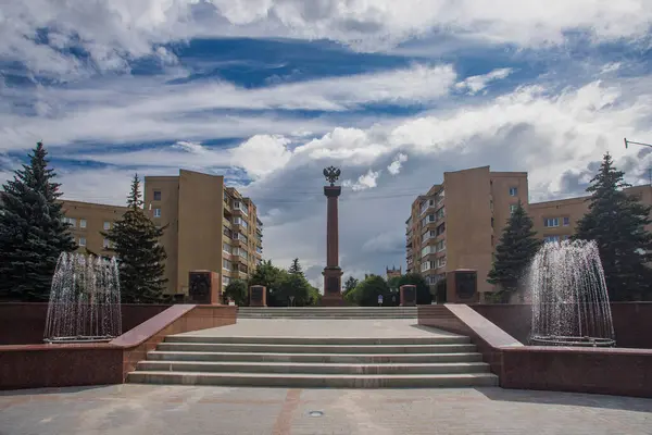 Росія Твер Пам Ятна Табличка Місто Військової Слави — стокове фото