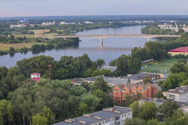 Ryssland Tver Panoramautsikt Över Staden Uppifrån Östra Bron — Stockfoto