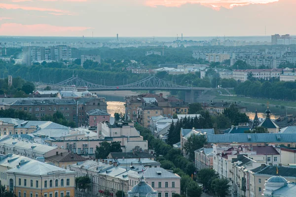 Ryssland Tver Panoramautsikt Över Stadens Centrum Ovanifrån Vid Solnedgången Volny — Stockfoto