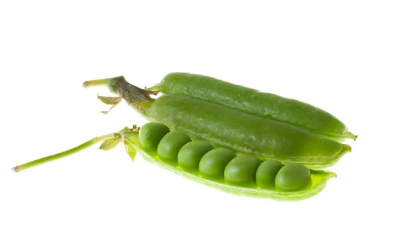 Guisantes Vainas Guisantes Verdes Sobre Fondo Blanco — Foto de Stock