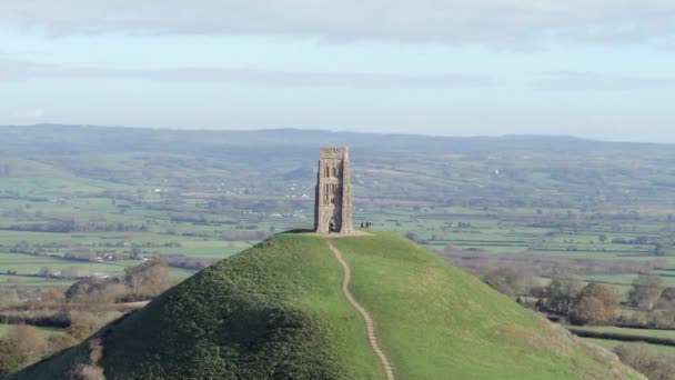 Glastonbury Tor Castle Famoso Punto Riferimento Inghilterra — Video Stock