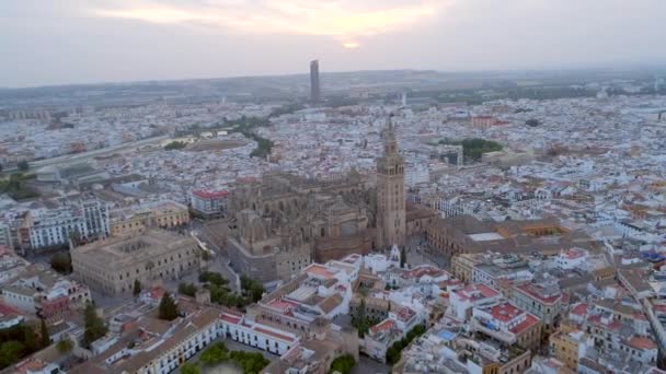 スペイン セビリアの大聖堂の航空写真 — ストック動画