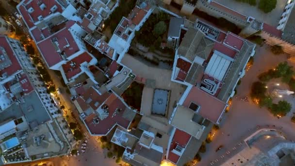 Vista Nocturna Los Tejados Jardines Calles Sevilla España — Vídeo de stock