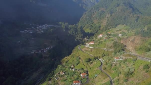Misty Rano Valley View Portugalskiej Wyspie Madera — Wideo stockowe