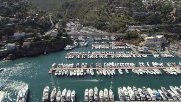 Vista Aérea Porto Rague Costa Sul França Riviera Francesa — Vídeo de Stock