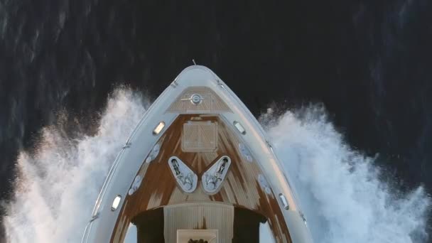 Bird Eye View Ship Motoring Sea — Stock Video
