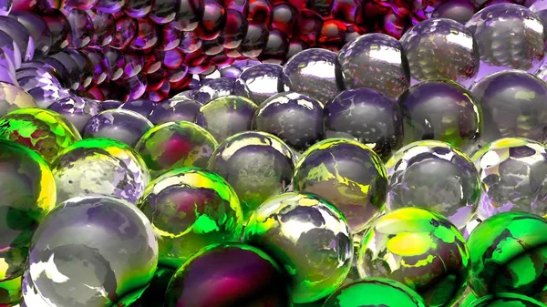 Ice abstract spheres rotating in slow motion. 3D rendering
