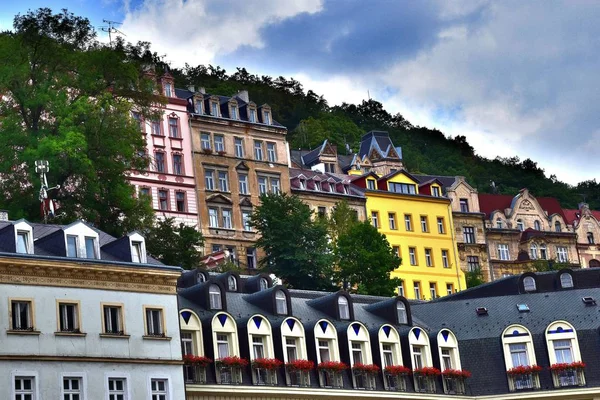 Karlovy Vary Oude Naam Carlsbad Stad West Bohemen Aan Rivier — Stockfoto