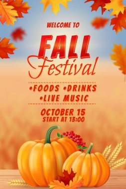 Sonbahar arkaplanı, kırmızı ve sarı yapraklar çerçevesi. Vektör illüstrasyonu EPS10.