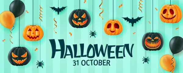 Halloween Hintergrund Lustige Kürbisse Grußkarte Für Party Und Verkauf Herbstferien — Stockvektor