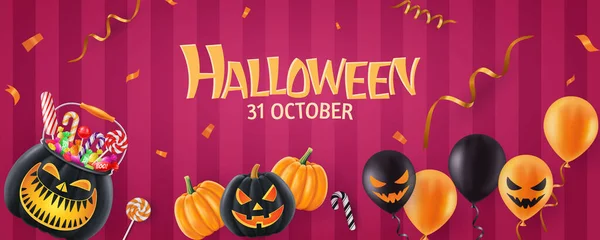 Halloween Hintergrund Lustige Kürbisse Grußkarte Für Party Und Verkauf Herbstferien — Stockvektor