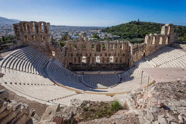 Blick auf odeo von herod atticus, athener akropolis — Stockfoto