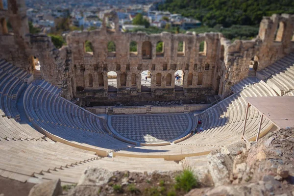 Neigungseffekt von odeo des Herodes atticus, Athener Akropolis — Stockfoto