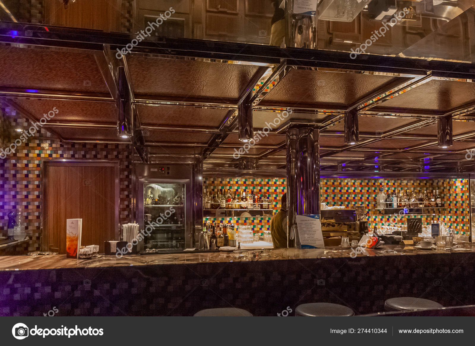 Interior Bar Of A Cruise Ship Stock Editorial Photo