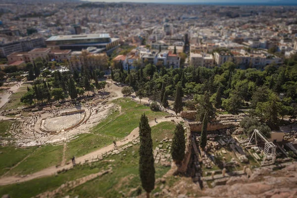 Neigungseffekt des Theaters von dionisio und Asklepios Heiligtum, Athen — Stockfoto