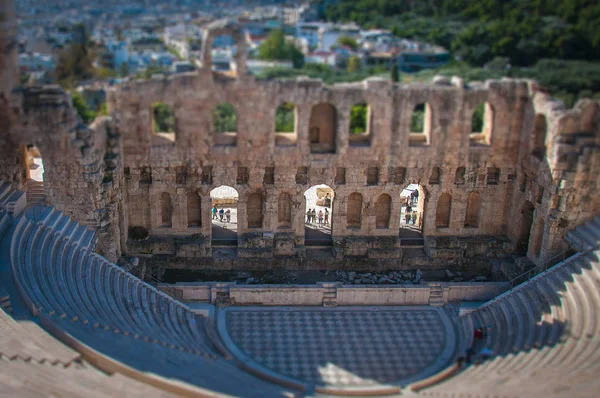 Neigungseffekt von odeo des Herodes atticus Theater, Athener Akropolis — Stockfoto