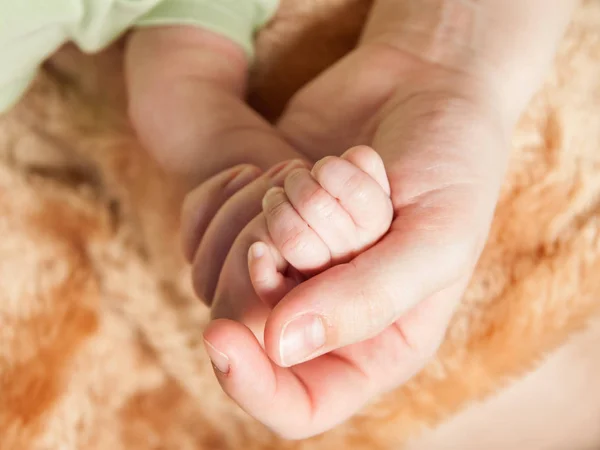 Pernas bebê recém-nascido nas mãos de seus pais — Fotografia de Stock