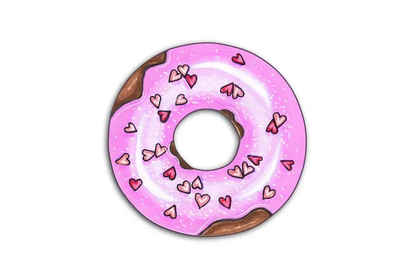 Hand drawn illustration - tasty donuts. Sketch on white isolated background. Sweet desserts. Perfect for leaflets, cards, posters, prints, menu, booklets