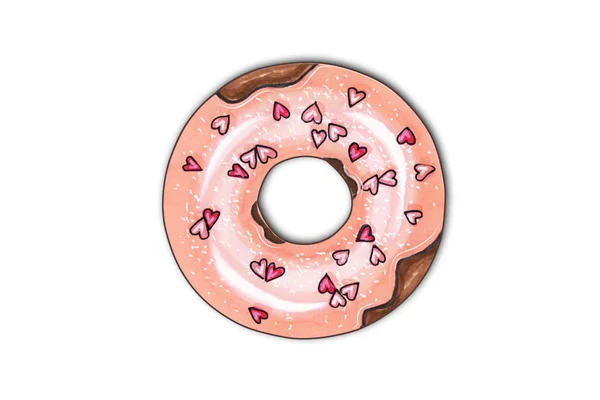 Hand drawn illustration - tasty donuts. Sketch on white isolated background. Sweet desserts. Perfect for leaflets, cards, posters, prints, menu, booklets