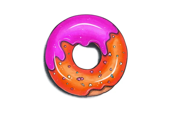 La ilustración dibujada a mano - las rosquillas sabrosas. Boceto sobre fondo blanco aislado. Dulces postres. Perfecto para folletos, tarjetas, carteles, impresiones, menú, folletos —  Fotos de Stock