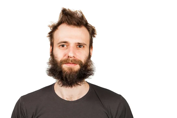 Портрет молодого бородатого чоловіка. Ізольовані на білому тлі — стокове фото