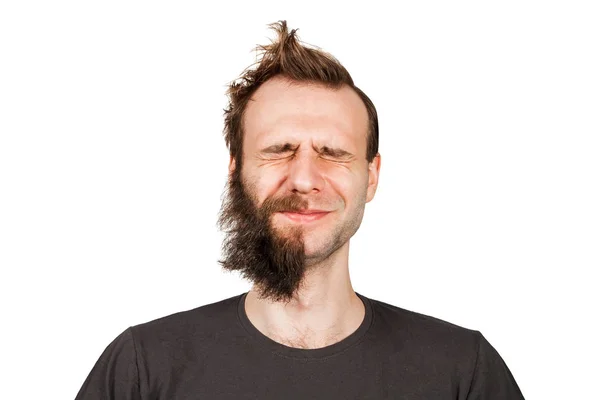 Homem com meia barba de barba. Isolado sobre fundo branco — Fotografia de Stock