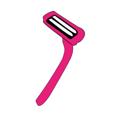 izole beyaz arka plan üzerinde pembe bir tıraş jilet ile vektör çizilen kroki