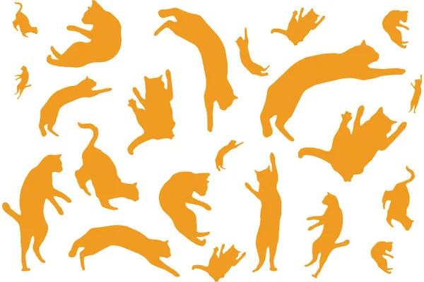 Dibujo vectorial de un divertido gato jengibre feliz volando y bailando sobre un fondo blanco aislado — Archivo Imágenes Vectoriales