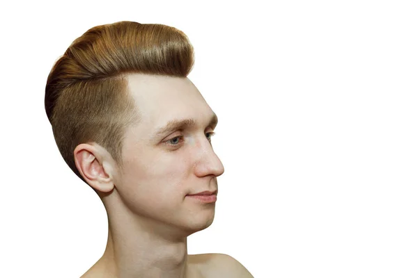 Ung Ingefära Man Med Pompadour Frisyr Äkta Foto Hår För — Stockfoto