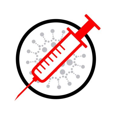 A simple medical icon indicating vaccination. A conceptual icon of a vaccine against the virus. clipart