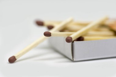 bir kutu içinde ahşap kibrit yakın çekim