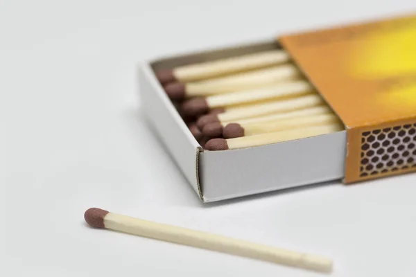 Close Wooden Matches Box — Stock Photo, Image