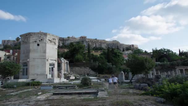 Tornet Vindar Tid Förflutit Aten Grekland — Stockvideo