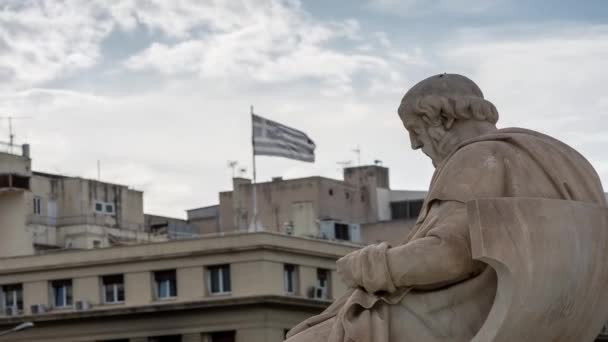 柏拉图在雅典的时间流逝雕像 — 图库视频影像