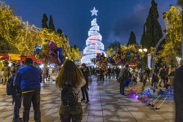 Syntagma Square Christmas Tree Athens Diciembre 2018 —  Fotos de Stock