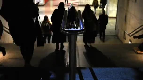 People Walking Out Entrance Underground Train Station — Stock Video