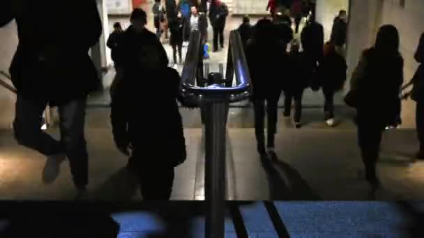 People Walking Out Entrance Underground Train Station — Stock Video