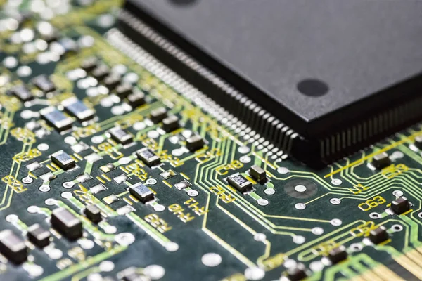 Microchips on a board Stock Photo