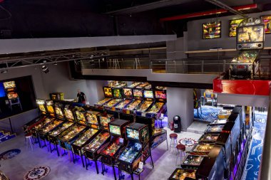 Atina, Yunanistan, 07.07.2018, Yunanistan'daki Atina Pinball Müzesi'nden iç fotoğraflar